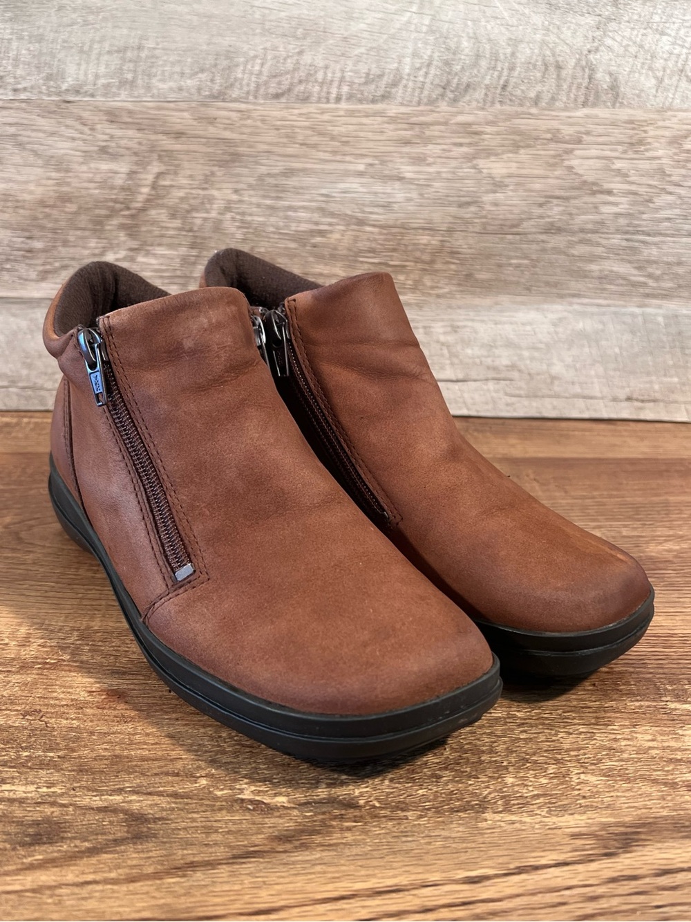 Easy Spirit Women's Double Zip Comfort Ankle Boots Brown Size 6